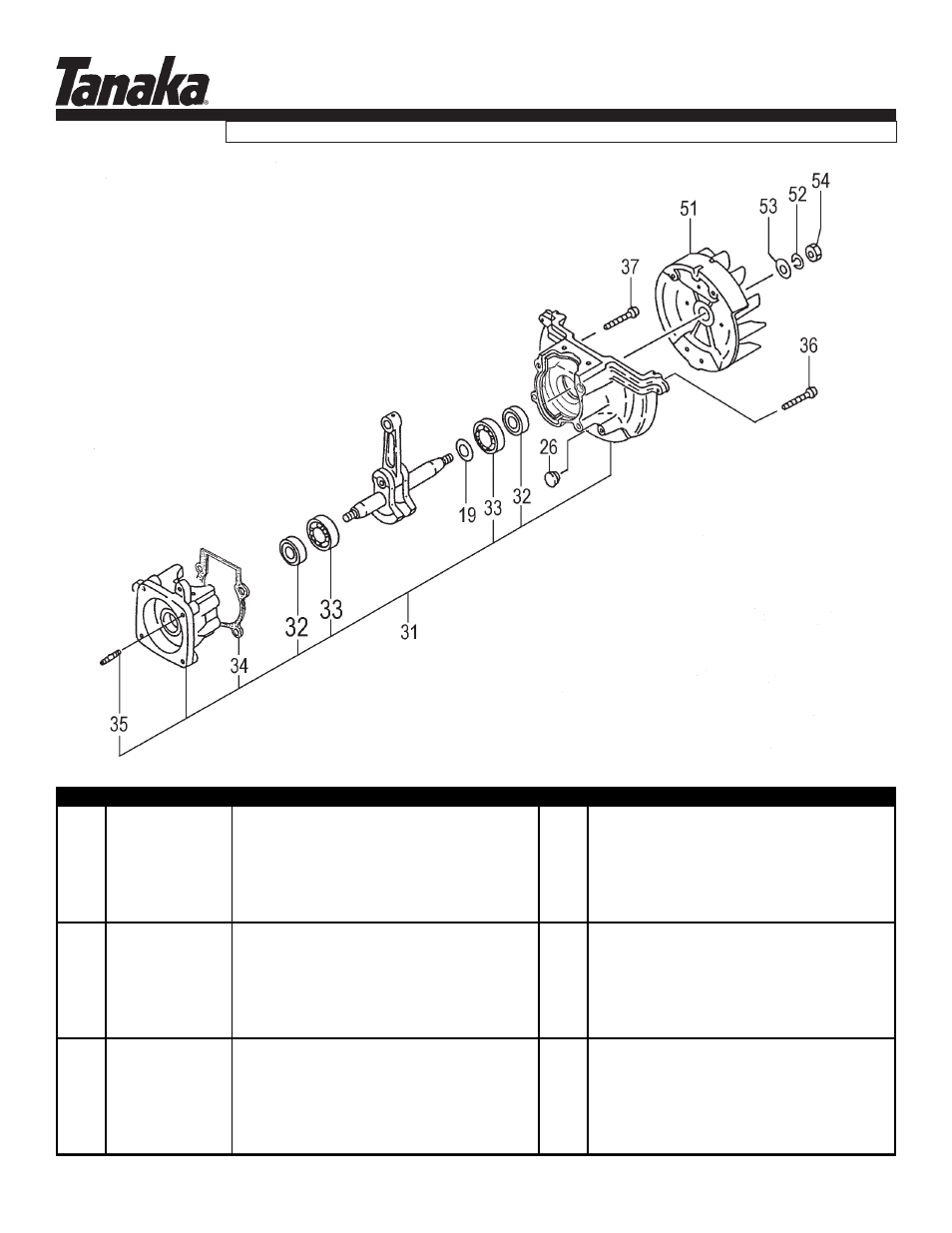 Flywheel & crankcase, Htd-2530pf, Parts information | Tanaka HTD-2530PF User Manual | Page 3 / 18