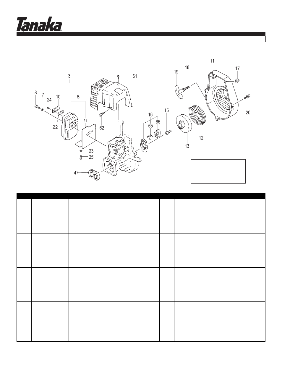 Clutch, starter & muffler, Htd-2530pf, Parts information | Tanaka HTD-2530PF User Manual | Page 6 / 18