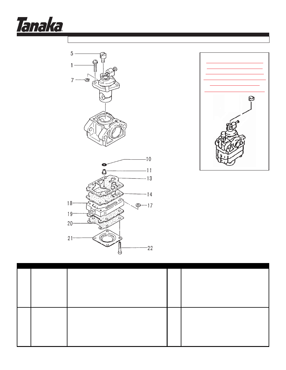 Carburetor, Htd-2530pf, Parts information | Tanaka HTD-2530PF User Manual | Page 7 / 18