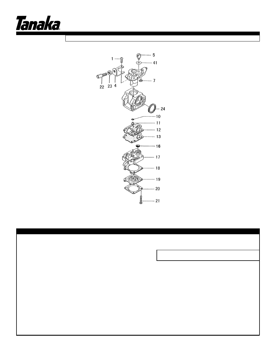 Carburetor, Tph-270pf/pn, Parts information | Page 7 | Tanaka TPH-270PF/PN User Manual | Page 9 / 19