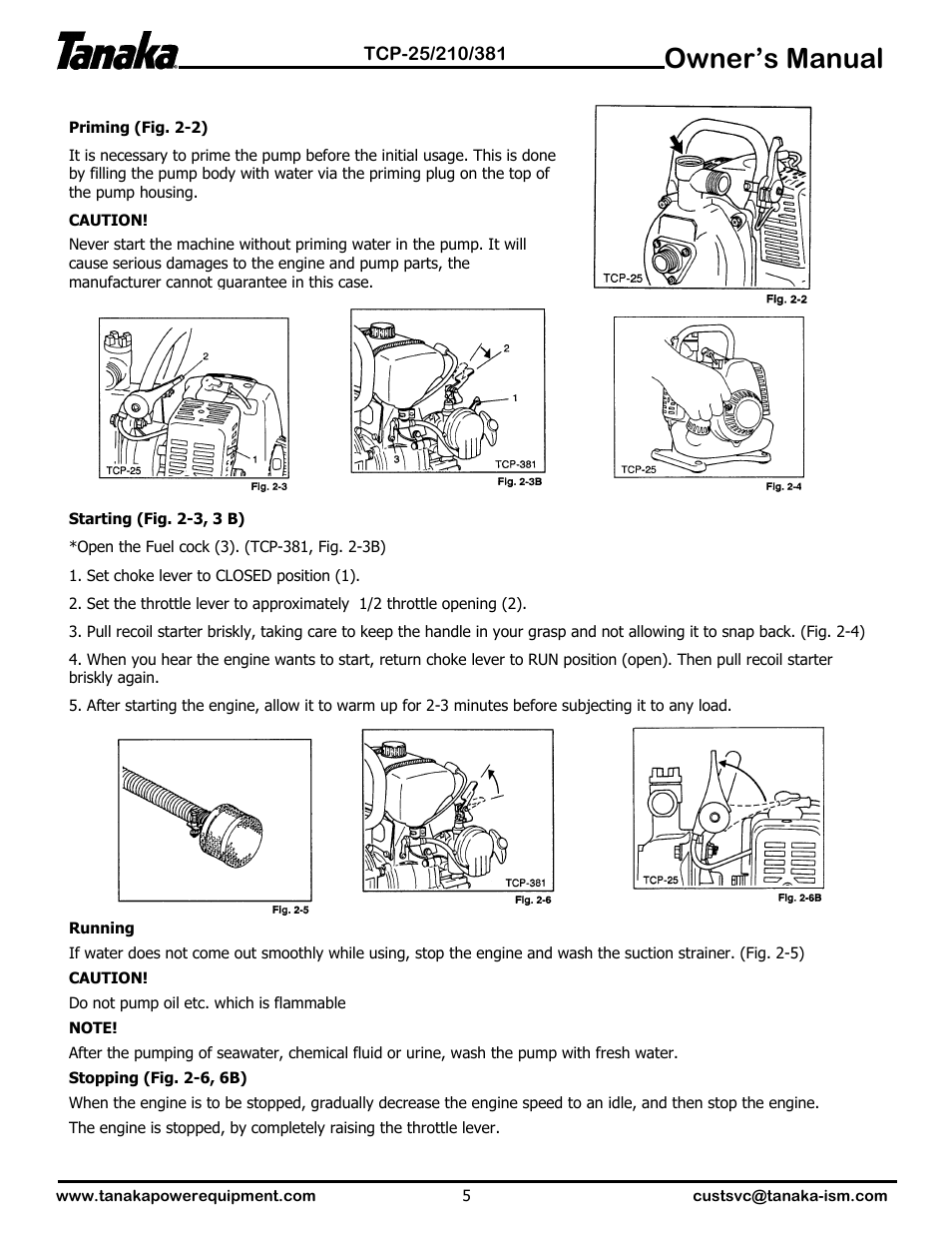 Owner’s manual | Tanaka TCP-210 User Manual | Page 6 / 10