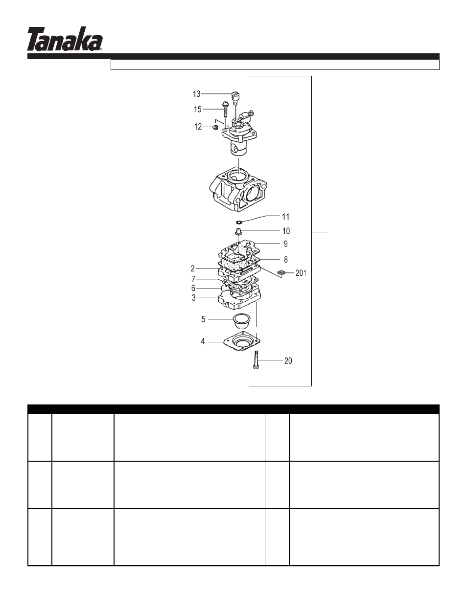 Carburetor, Parts information, Tbc-225s | Tanaka TBC-225S User Manual | Page 10 / 17