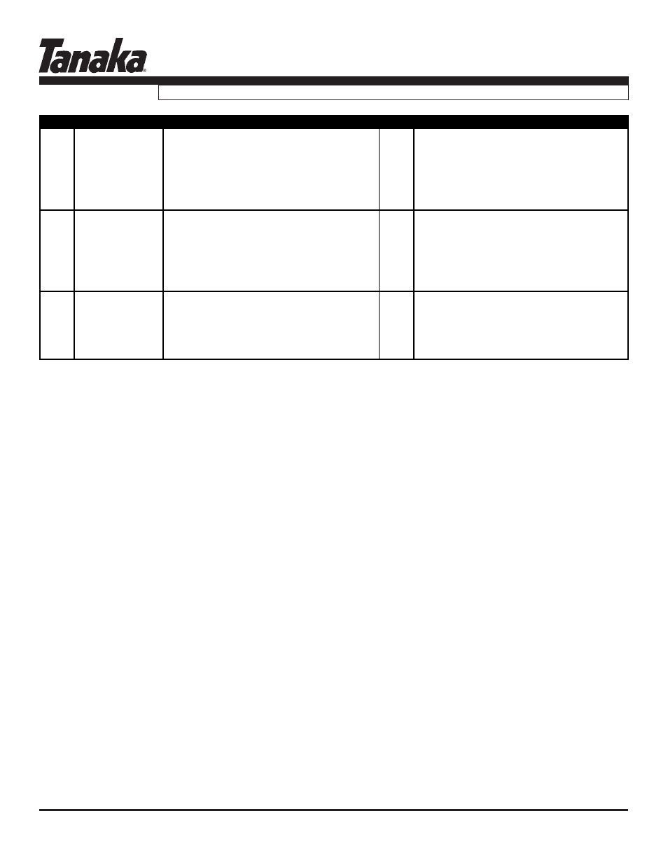 Part numbers, Parts information, Tbc-225s | Tanaka TBC-225S User Manual | Page 13 / 17