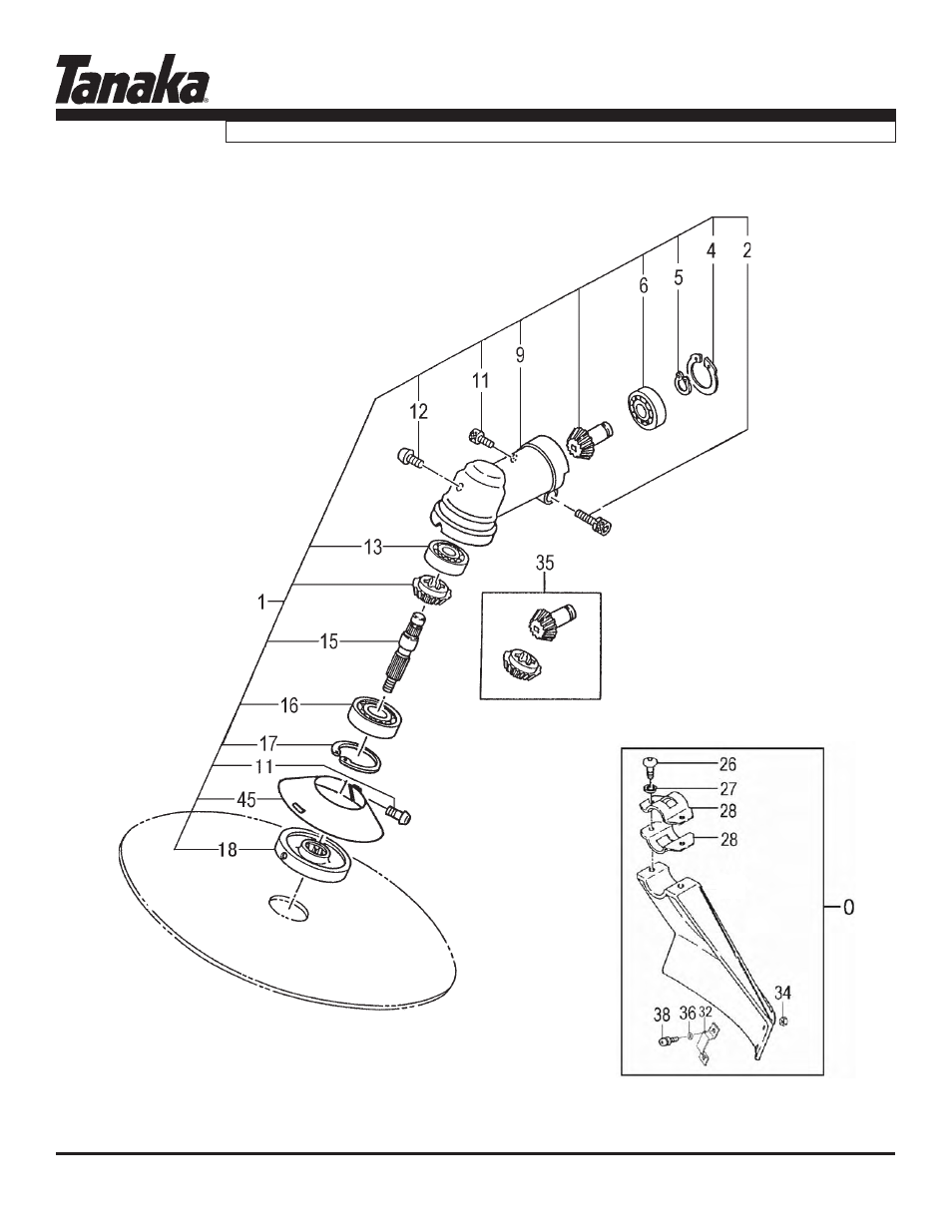 Gear case & safety guard, Parts information, Tbc-225s | Tanaka TBC-225S User Manual | Page 14 / 17