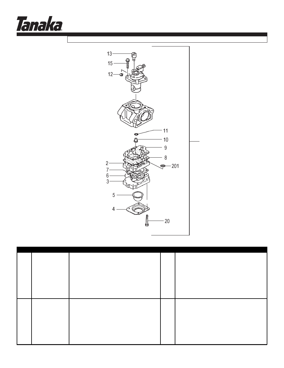 Carburetor, Parts information, Tbc-255pf | Tanaka TBC-255PF User Manual | Page 10 / 16