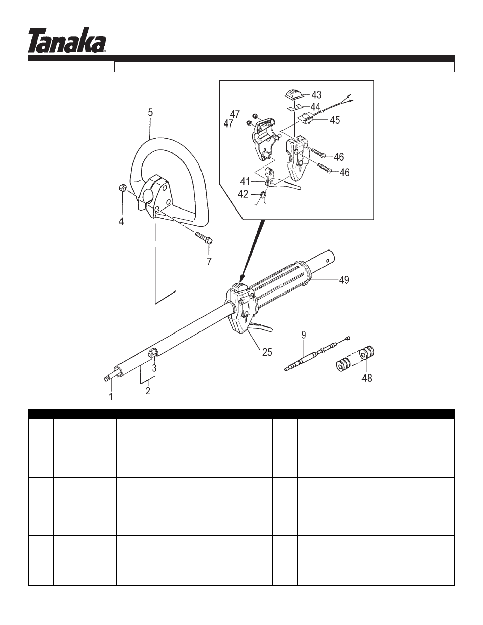 Drive shaft & front handle, Parts information, Tbc-255pf | Tanaka TBC-255PF User Manual | Page 12 / 16