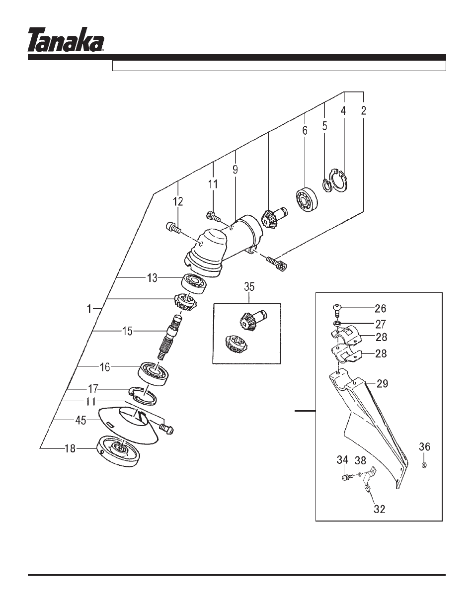 Gear case & safety guard, Parts information, Tbc-255pf | Tanaka TBC-255PF User Manual | Page 13 / 16