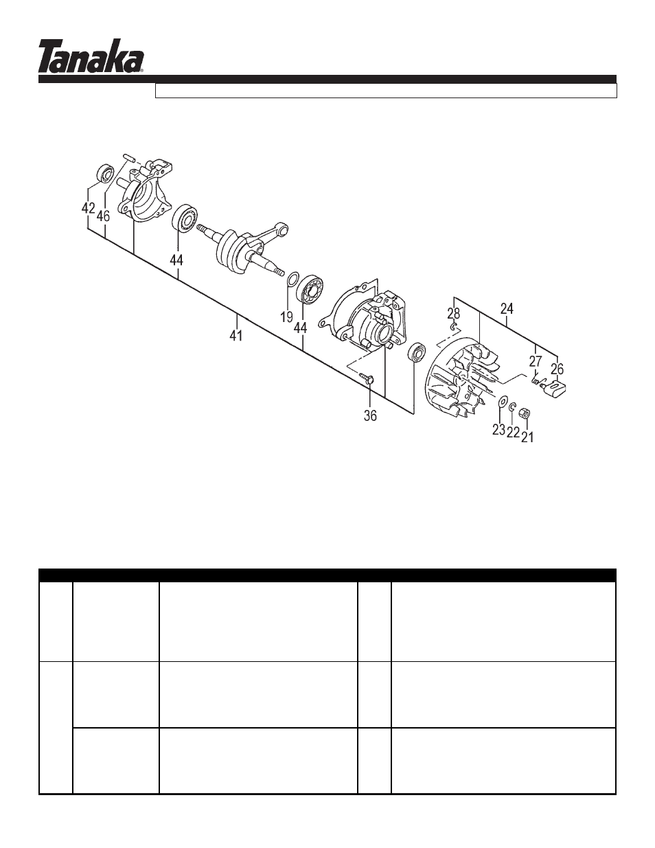 Crankcase & flywheel, Tcs-3401/s, Parts information | Tanaka TCS-3401/S User Manual | Page 3 / 16