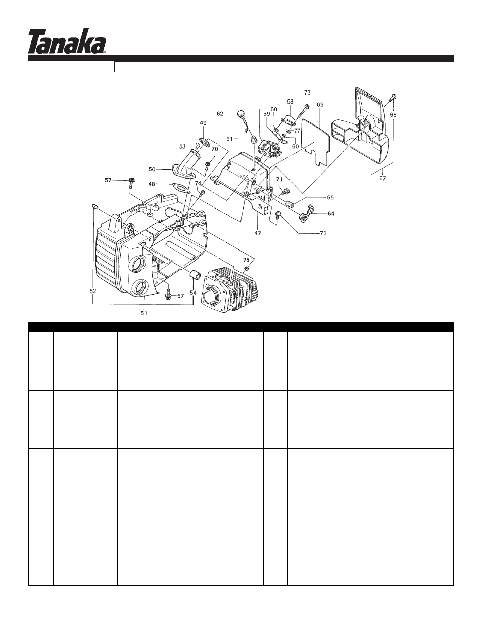 Engine case, air box / intake, Tcs-3401/s, Parts information | Tanaka TCS-3401/S User Manual | Page 4 / 16