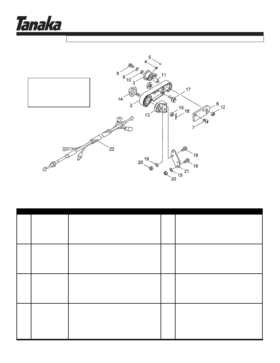 Throttle arm, Tbl-7600, Parts information | Tanaka TBL-7600/R User Manual | Page 12 / 14