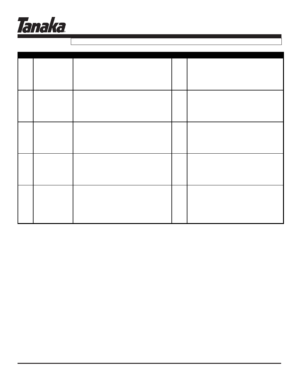 Part numbers, Tbl-7600, Parts information | Tanaka TBL-7600/R User Manual | Page 5 / 14