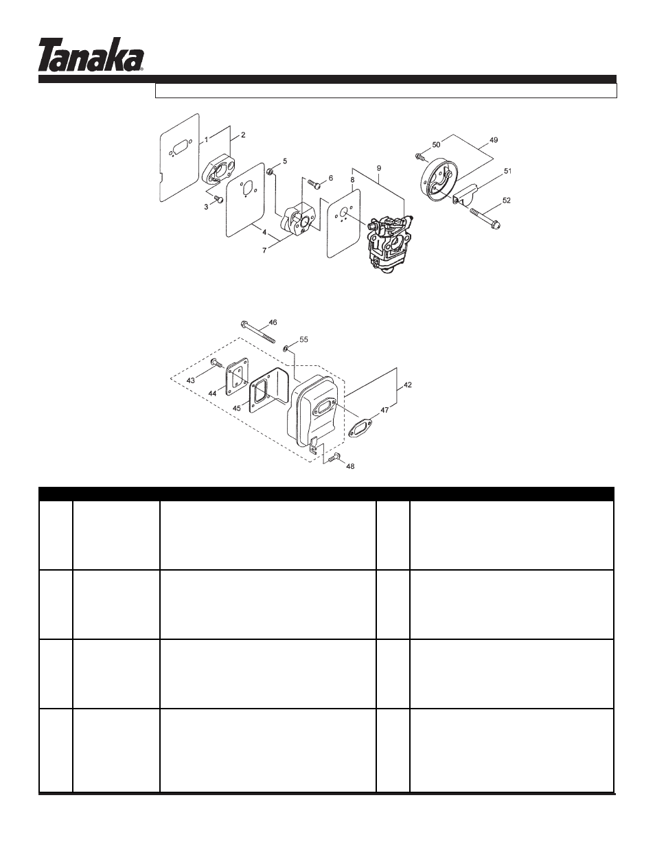 Fuel system & muffler, Tbl-7600, Parts information | Tanaka TBL-7600/R User Manual | Page 6 / 14