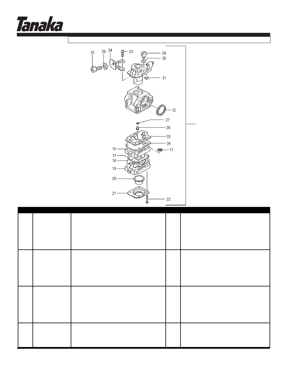 Carburetor, Tbl-7600, Parts information | Tanaka TBL-7600/R User Manual | Page 8 / 14