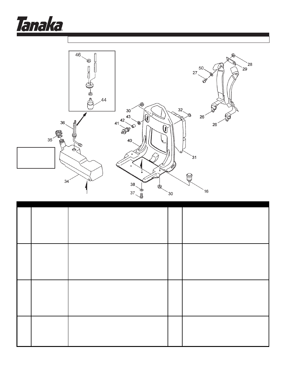 Fuel tank, frame & straps, Tbl-7600, Parts information | Tanaka TBL-7600/R User Manual | Page 9 / 14