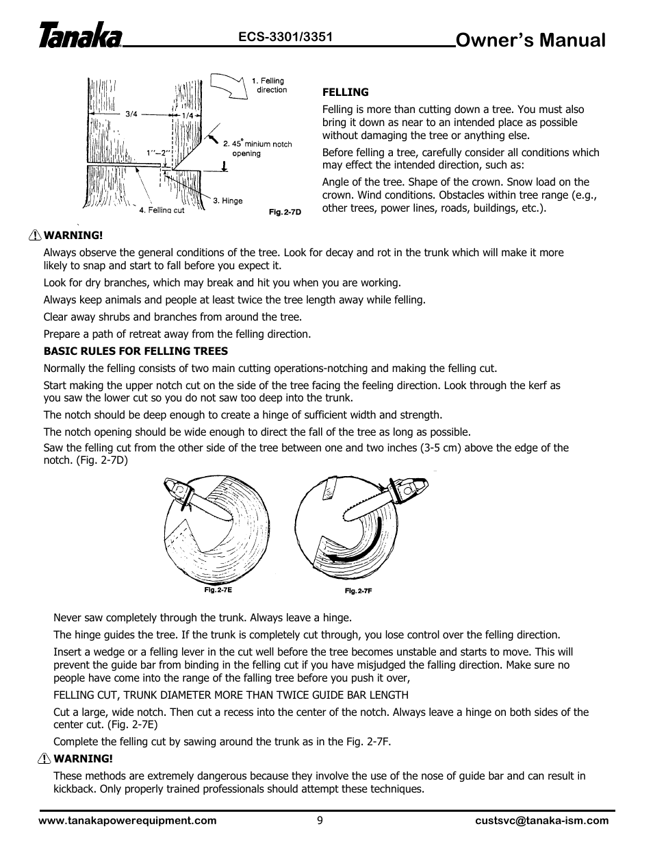 Owner’s manual | Tanaka ECS-3351 User Manual | Page 10 / 20