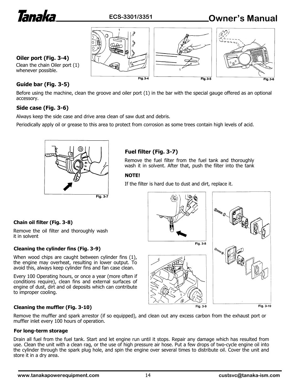 Owner’s manual | Tanaka ECS-3351 User Manual | Page 15 / 20
