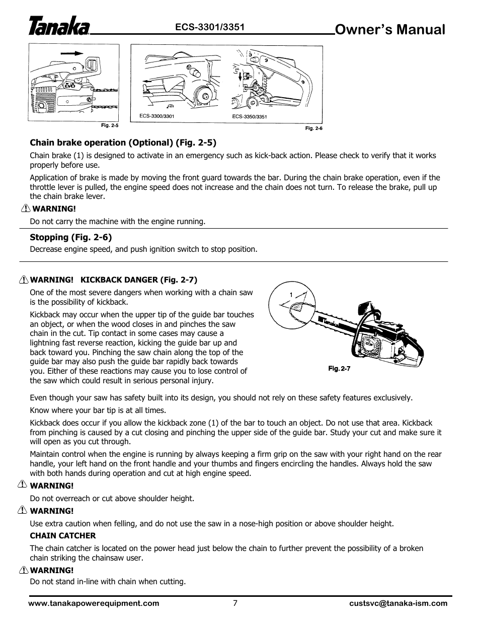 Owner’s manual | Tanaka ECS-3351 User Manual | Page 8 / 20