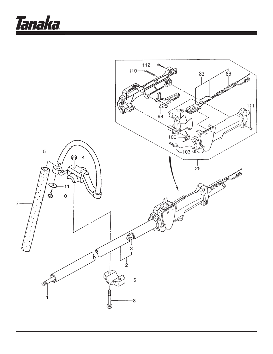 Throttle lever, handle, drive shaft, Tps-260pf, Parts information | Tanaka TPS-260PF User Manual | Page 11 / 18