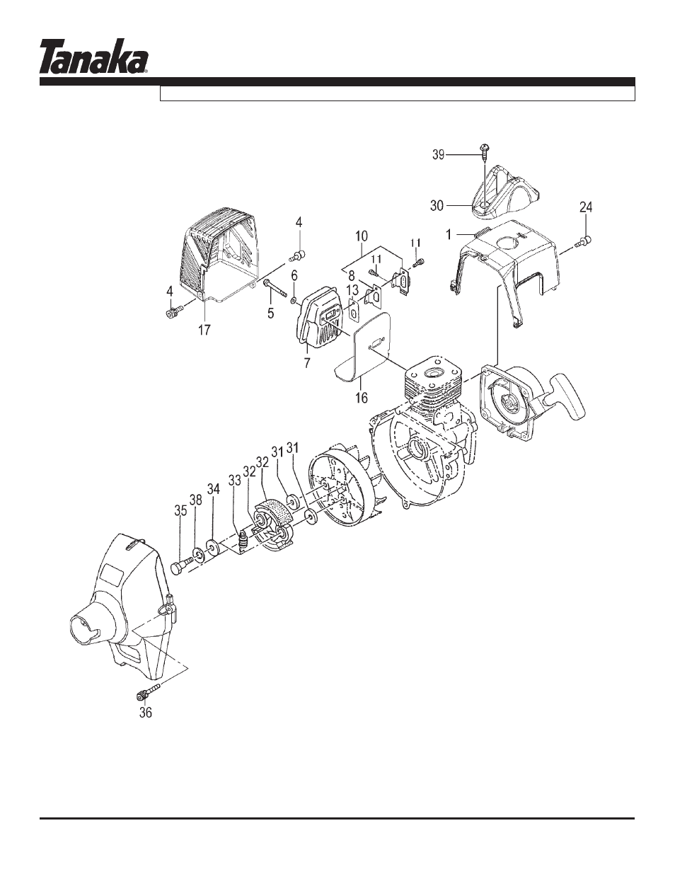 Clutch, muffler & engine cover, Tps-260pf, Parts information | Tanaka TPS-260PF User Manual | Page 6 / 18