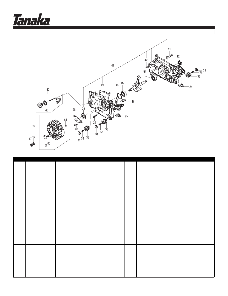 Crankcase & flywheel, Ecv-5601, Parts information | Tanaka ECV-5601 User Manual | Page 3 / 14