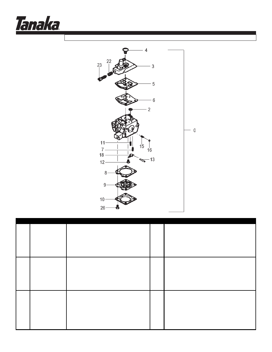 Carburetor, Ecv-5601, Parts information | Tanaka ECV-5601 User Manual | Page 8 / 14