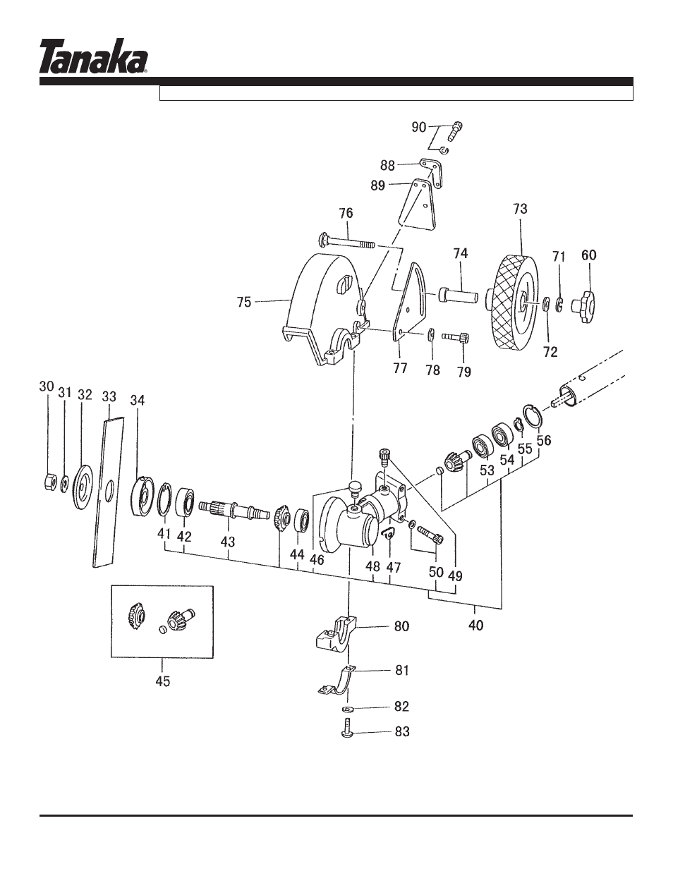 Gear case, guard & blade, Tpe-250pf, Parts information | Tanaka Portable Edger TPE-250PF User Manual | Page 13 / 16