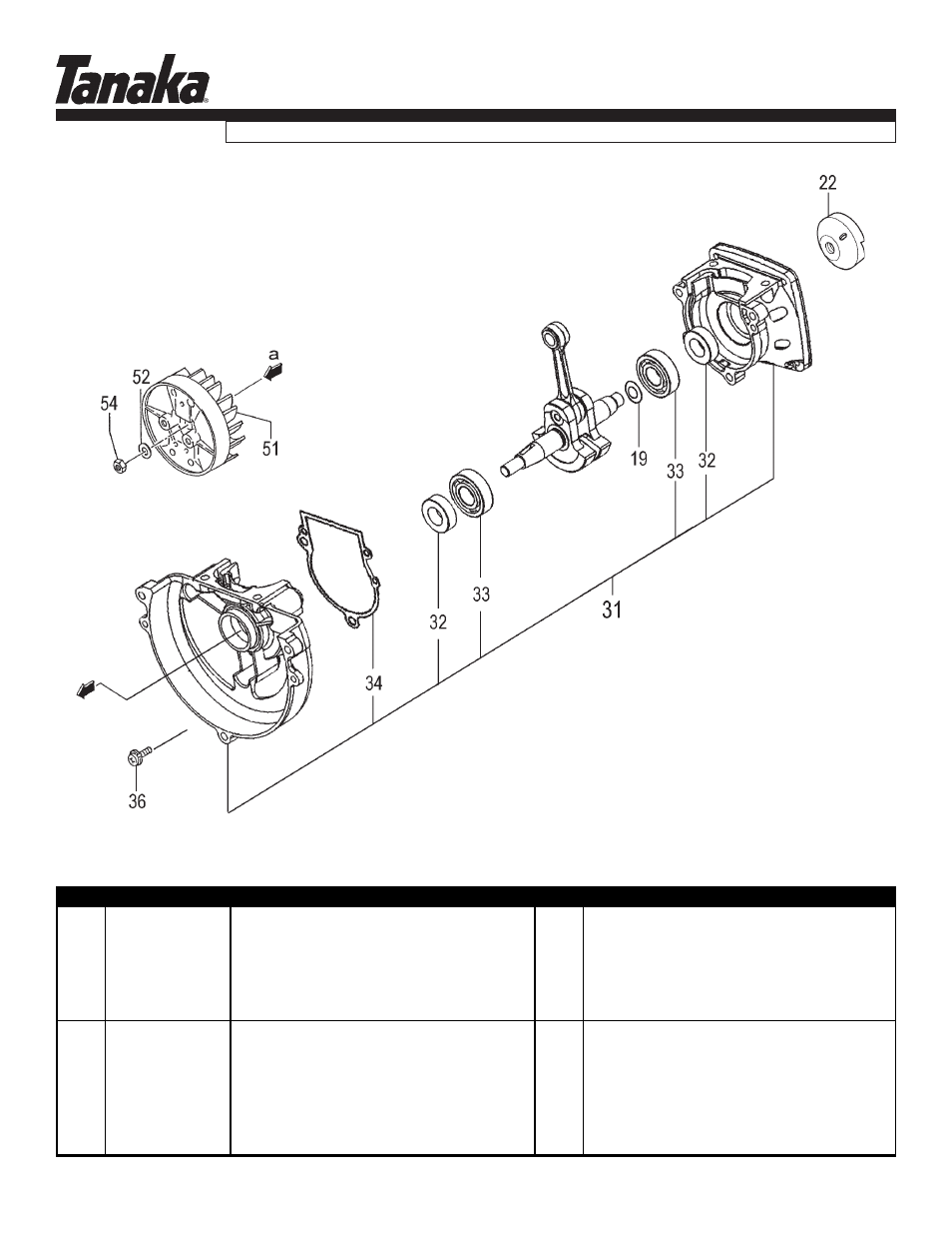 Crankcase, flywheel, pulley, Tpe-250pf, Parts information | Tanaka Portable Edger TPE-250PF User Manual | Page 3 / 16