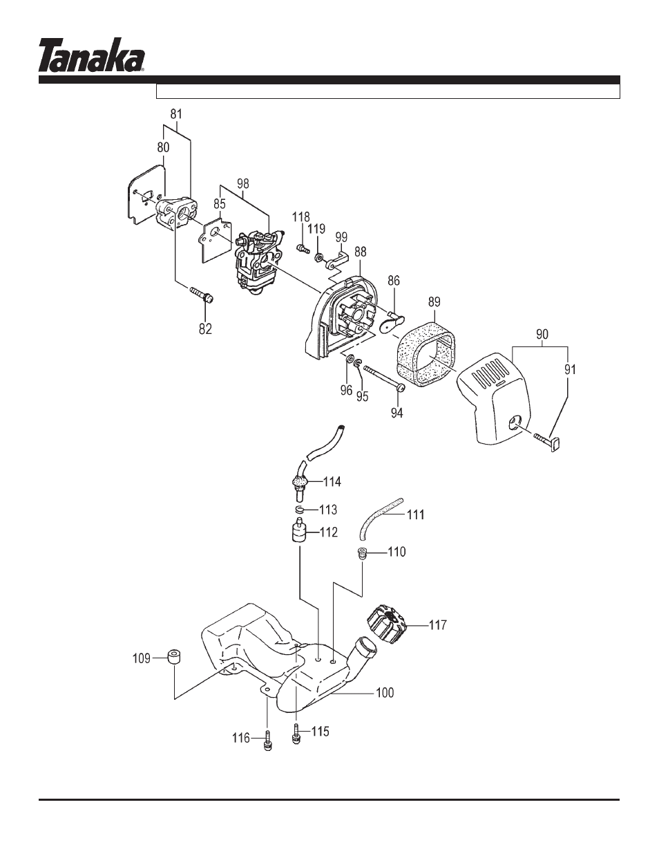 Fuel system, Tpe-250pf, Parts information | Tanaka Portable Edger TPE-250PF User Manual | Page 4 / 16