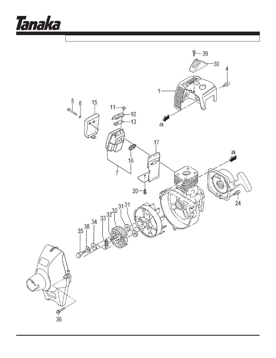 Clutch, muffler, cover, Tpe-250pf, Parts information | Tanaka Portable Edger TPE-250PF User Manual | Page 6 / 16