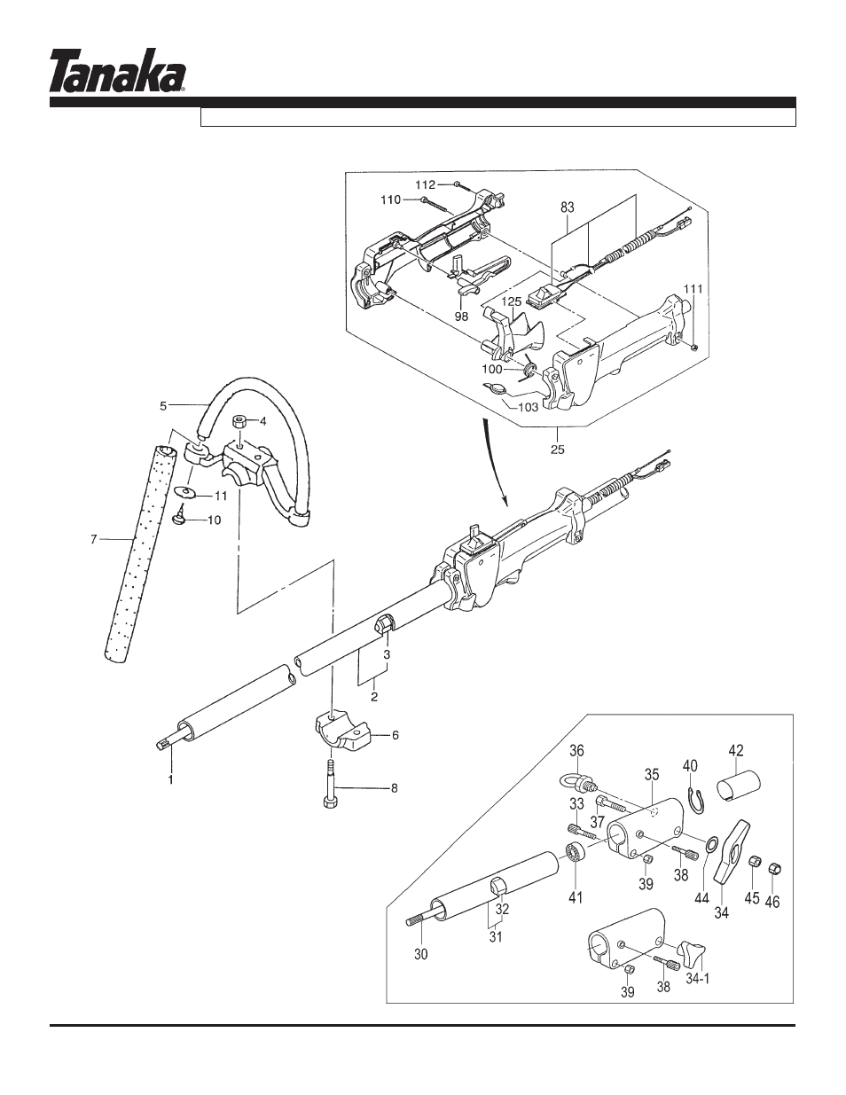 Throttle lever, handle, shaft, Tps-250pn, Parts information | Tanaka TPS-250PN User Manual | Page 11 / 18