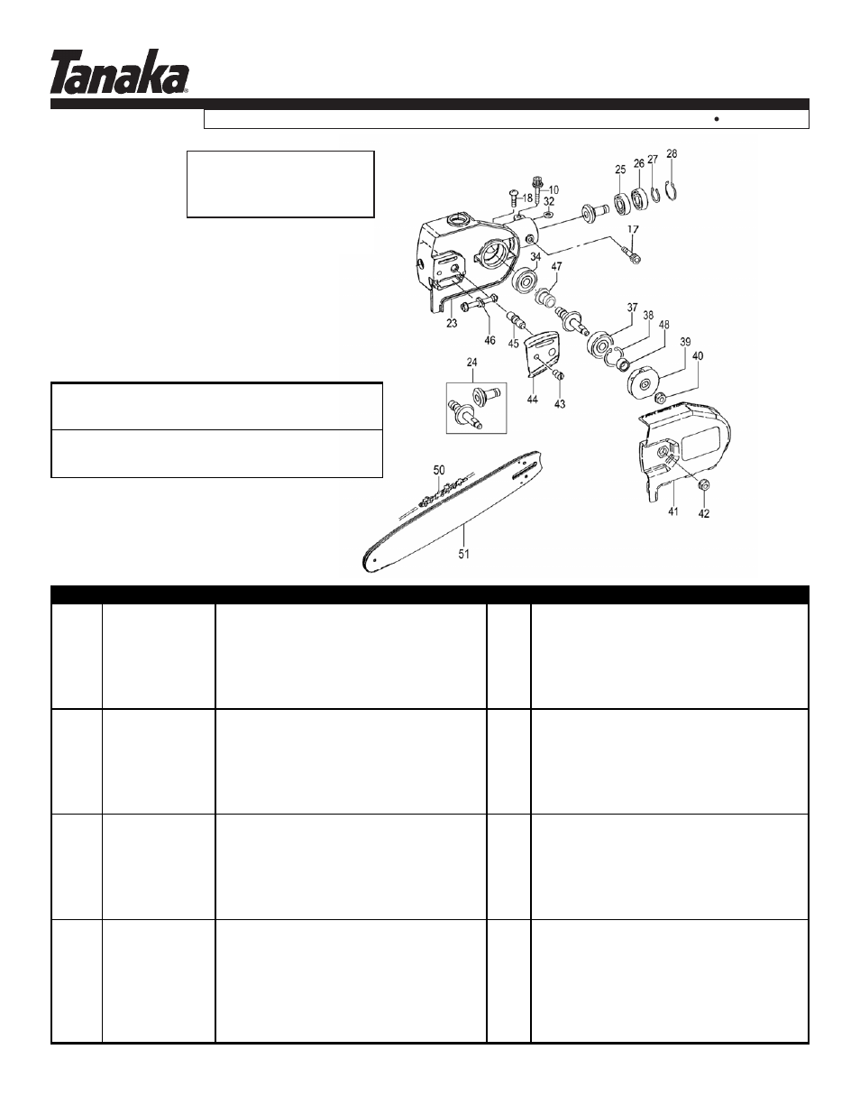 Gear case, bar & chain (tps-210), Parts information, Tps-250pn | Tanaka TPS-250PN User Manual | Page 15 / 18