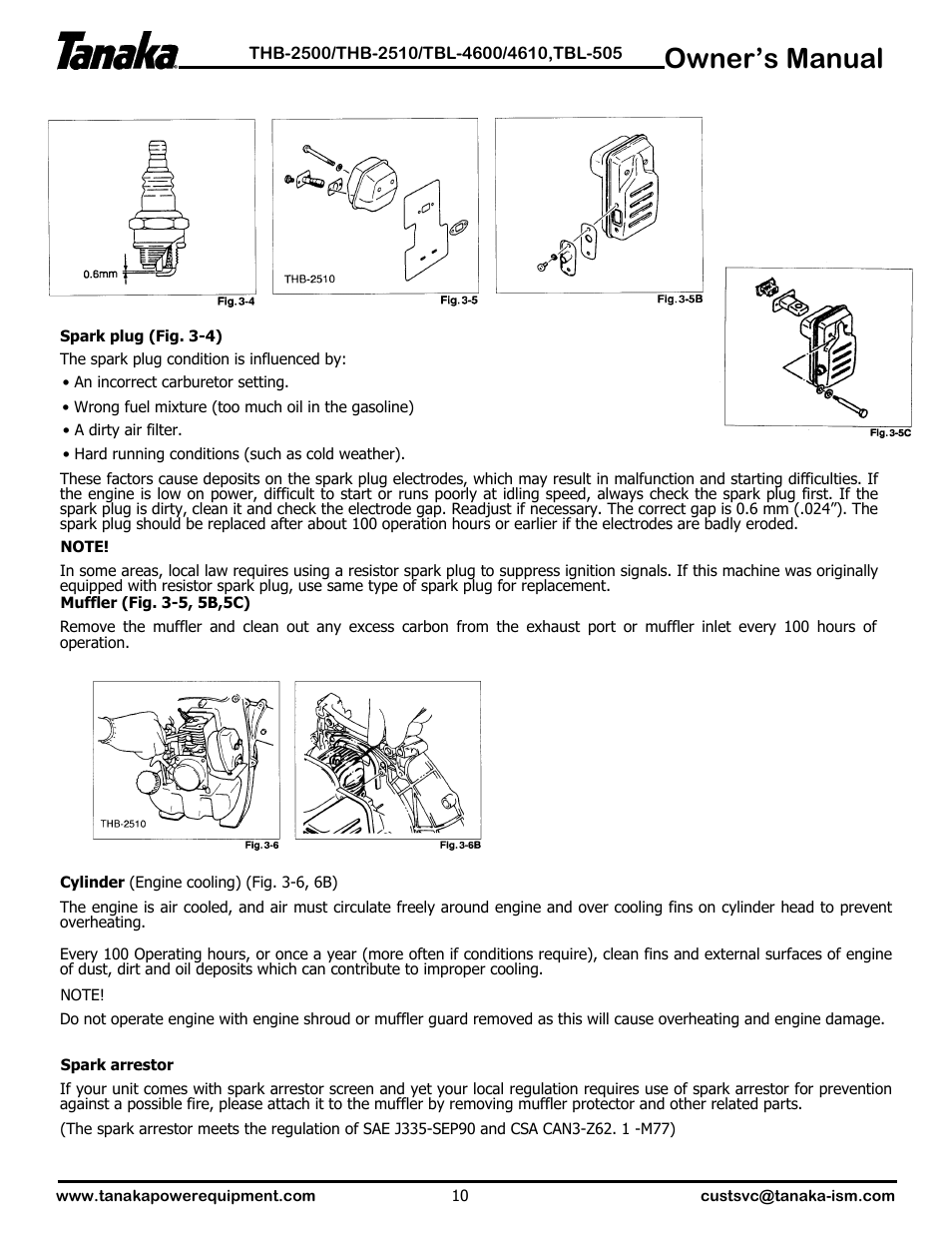 Owner’s manual | Tanaka TBL-4610 User Manual | Page 11 / 14