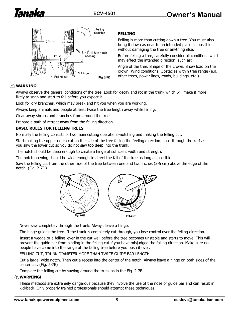 Owner’s manual | Tanaka ECV-4501 User Manual | Page 10 / 21