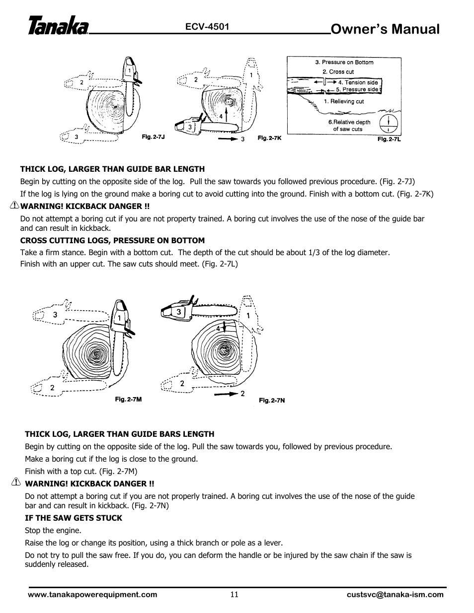 Owner’s manual | Tanaka ECV-4501 User Manual | Page 12 / 21