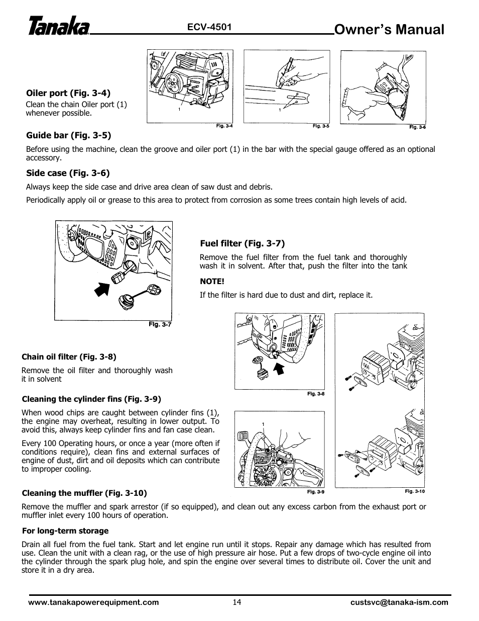 Owner’s manual | Tanaka ECV-4501 User Manual | Page 15 / 21