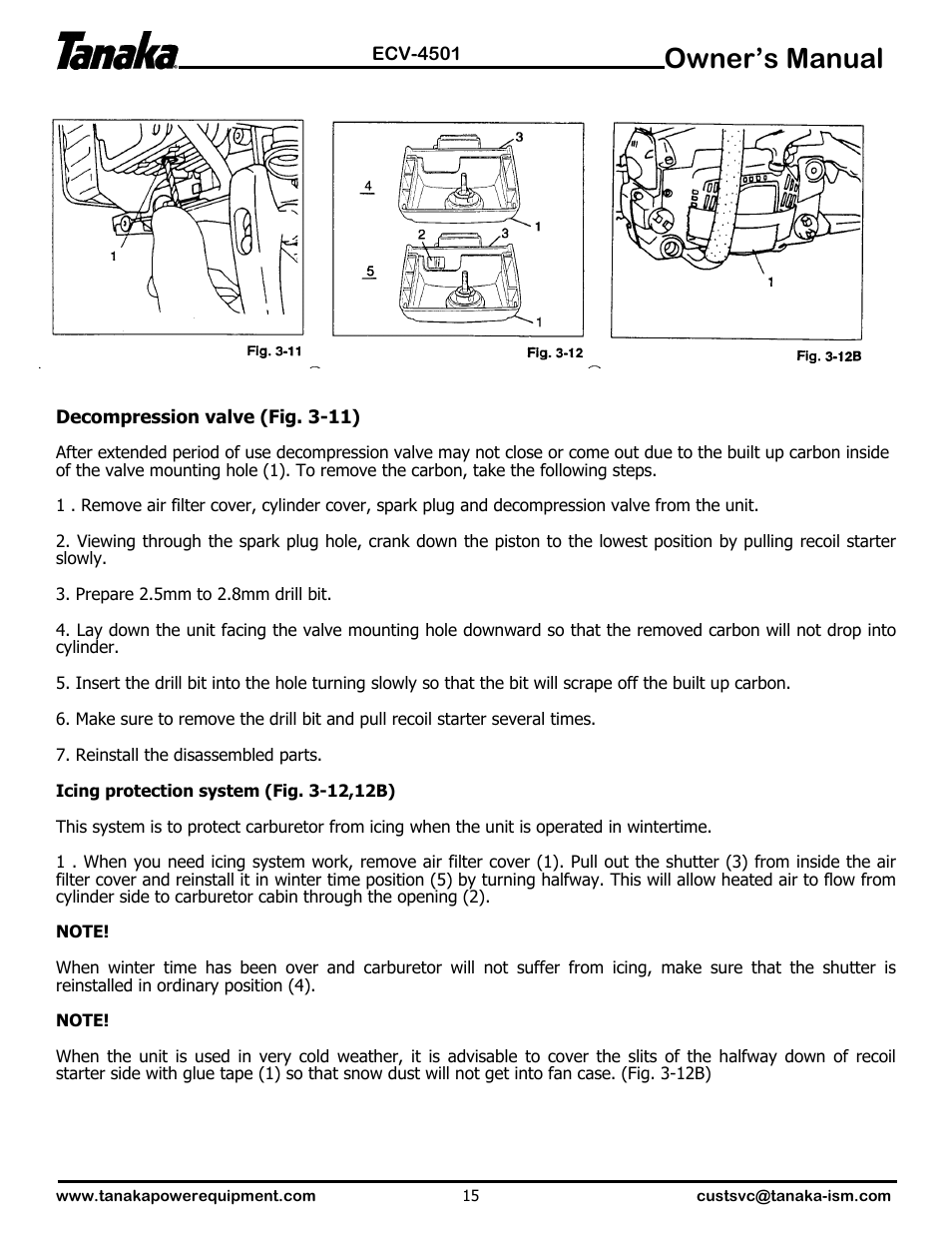 Owner’s manual | Tanaka ECV-4501 User Manual | Page 16 / 21