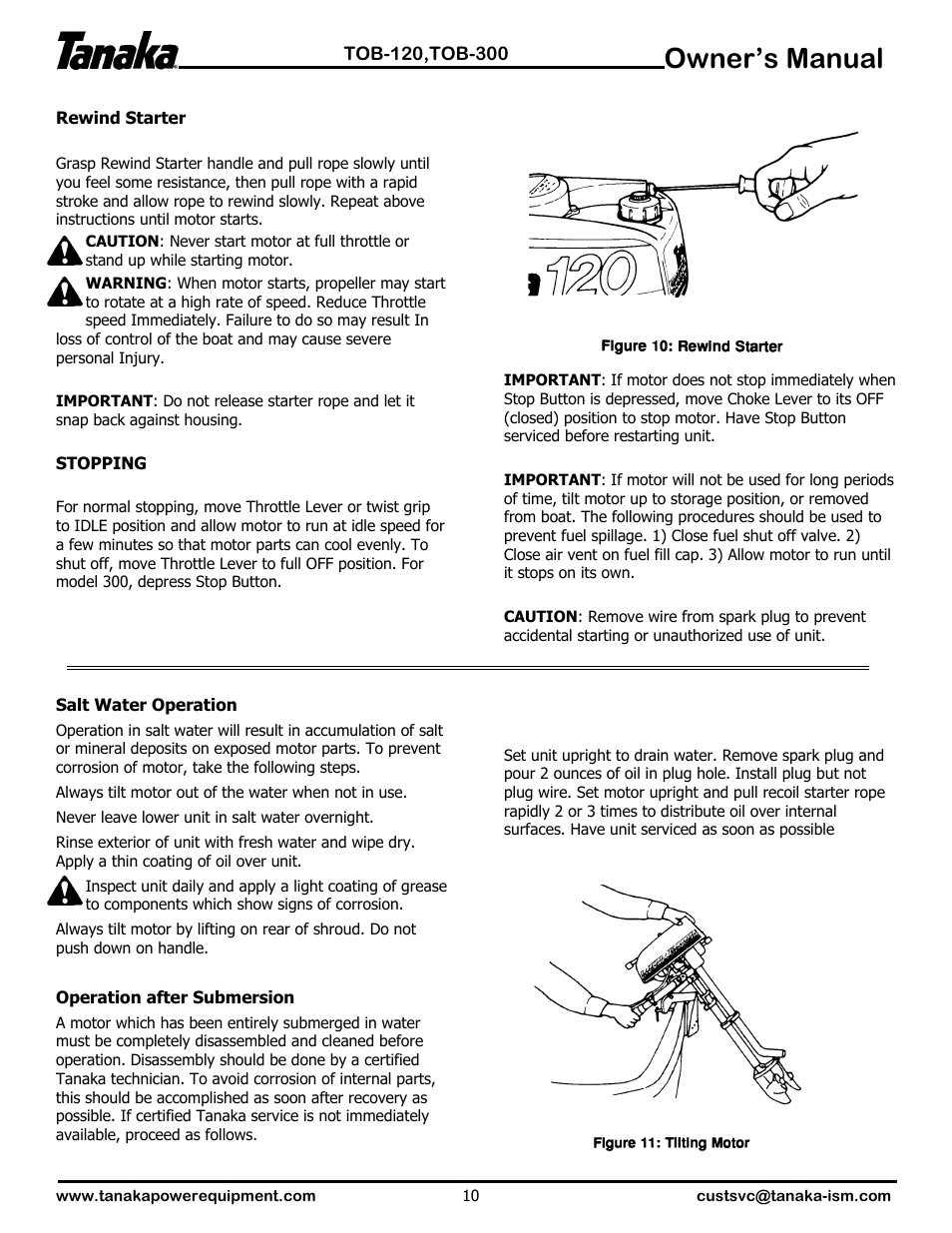 Owner’s manual | Tanaka TOB-120 User Manual | Page 11 / 15