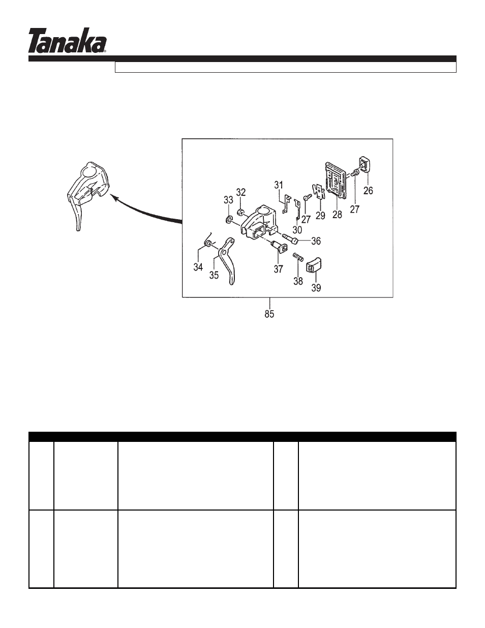 Throttle, Parts information, Tbc-355b | Tanaka TBC-355B User Manual | Page 12 / 16