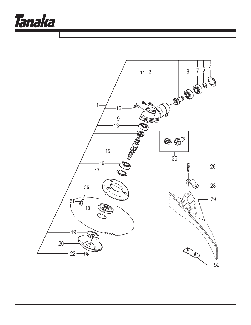 Gear case & safety guard, Parts information, Tbc-355b | Tanaka TBC-355B User Manual | Page 13 / 16