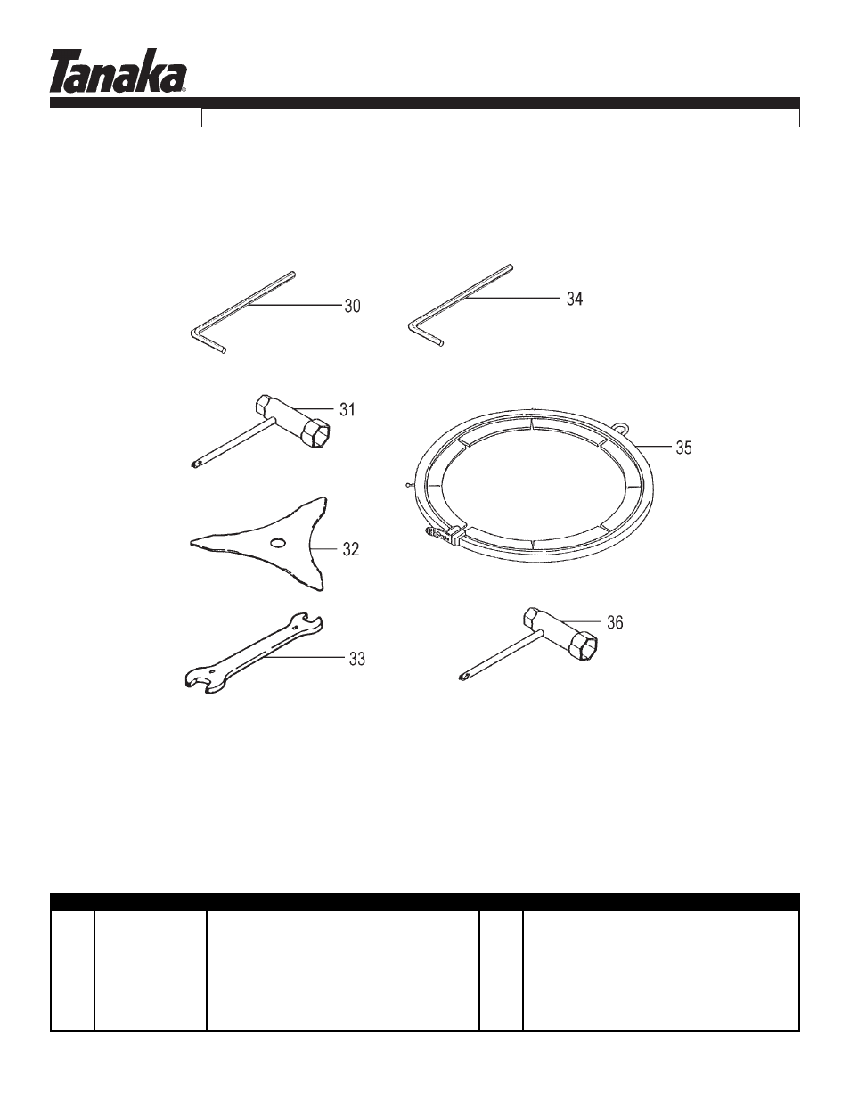 Blade & tools, Parts information, Tbc-355b | Tanaka TBC-355B User Manual | Page 15 / 16