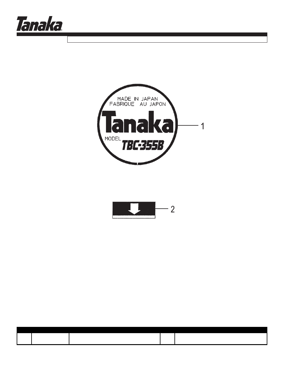 Decals, Parts information, Tbc-355b | Tanaka TBC-355B User Manual | Page 16 / 16