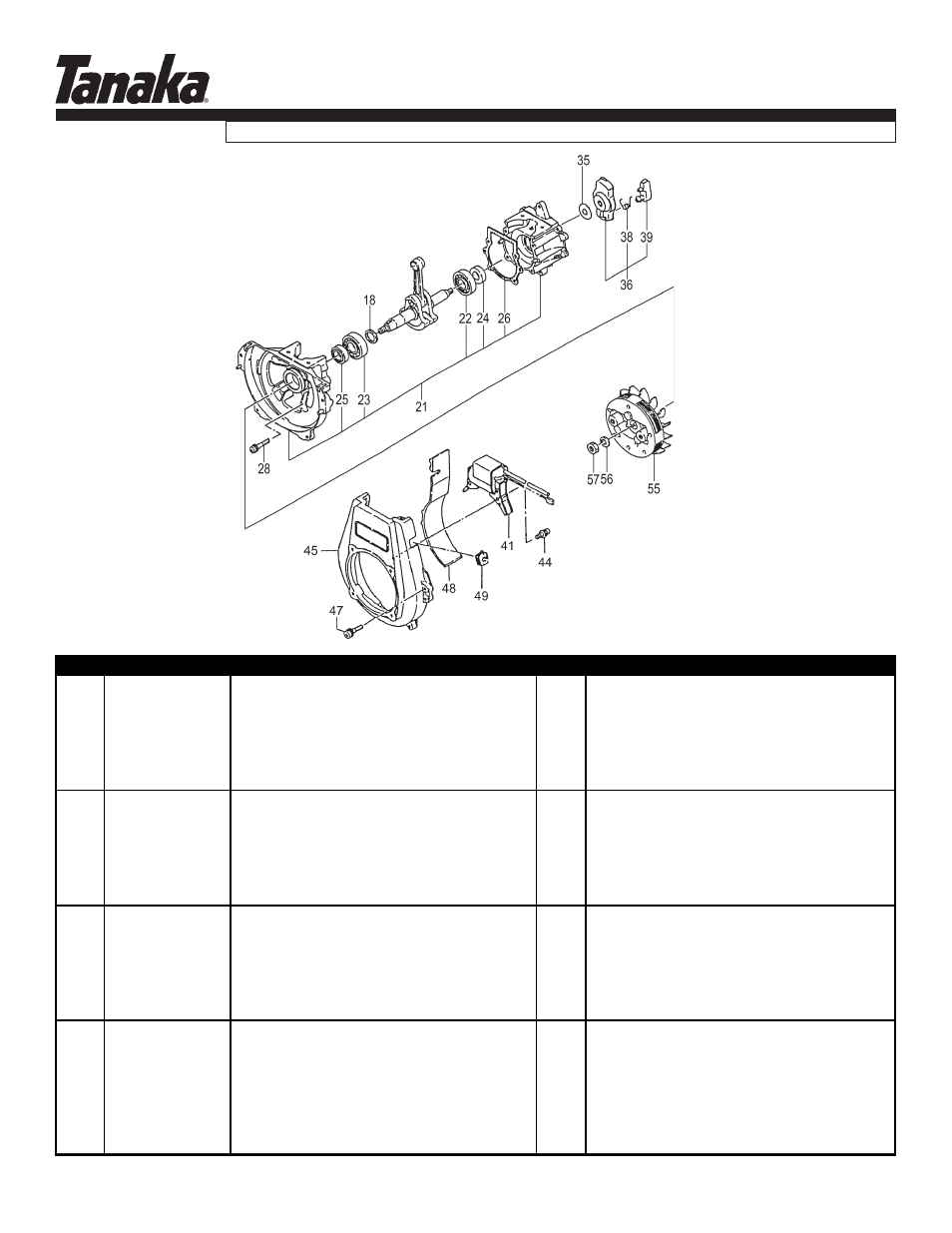 Crankcase, flywheel & coil, Parts information, Tbc-355b | Tanaka TBC-355B User Manual | Page 3 / 16