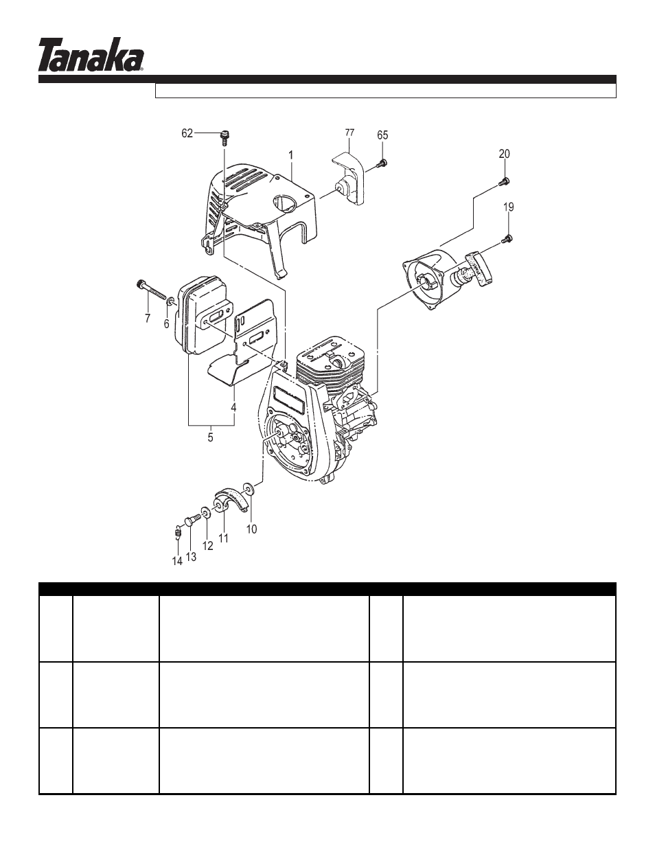 Muffler, cover & clutch, Parts information, Tbc-355b | Tanaka TBC-355B User Manual | Page 5 / 16