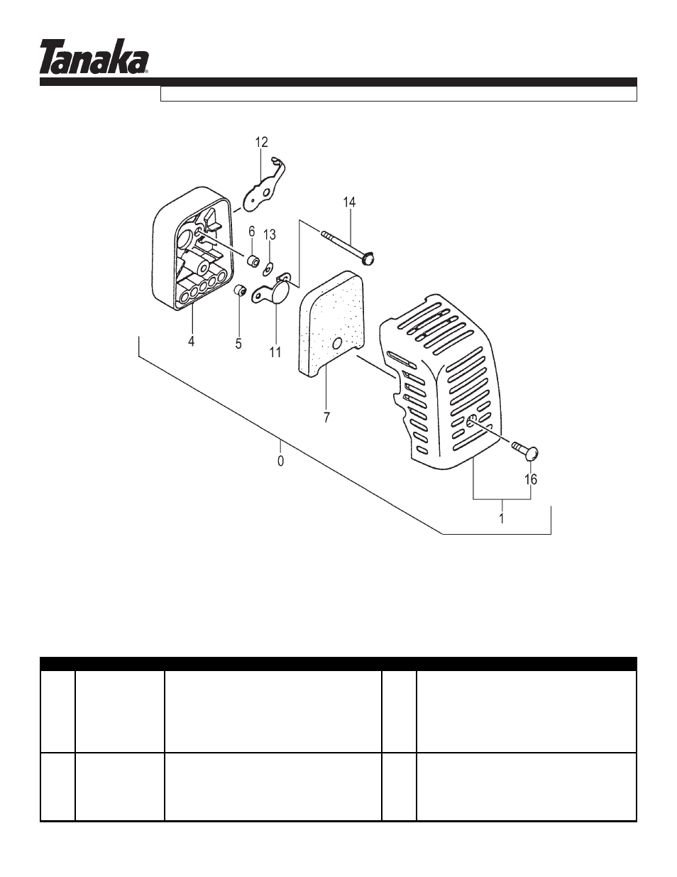 Air filter, Parts information, Tbc-355b | Tanaka TBC-355B User Manual | Page 7 / 16
