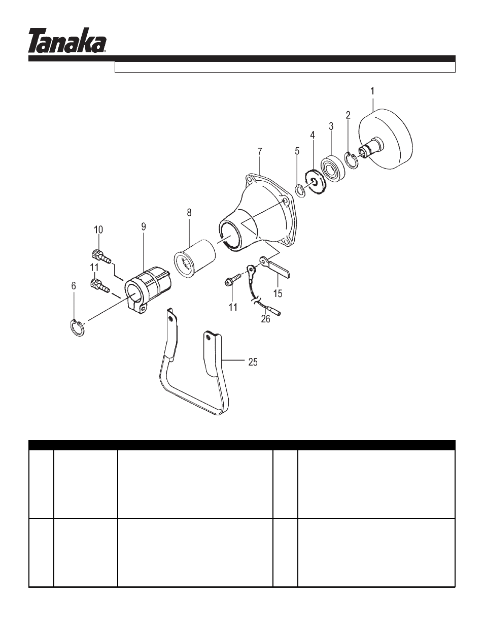 Clutch case, Parts information, Tbc-355b | Tanaka TBC-355B User Manual | Page 9 / 16