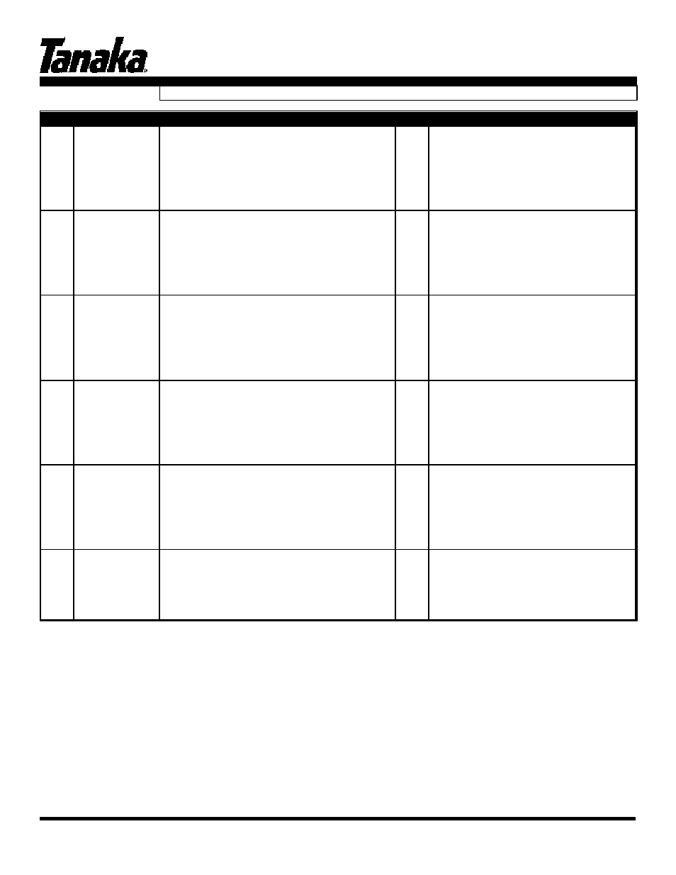 Part numbers, Tbc-4001, Parts information | Tanaka TBC-4001 User Manual | Page 5 / 13