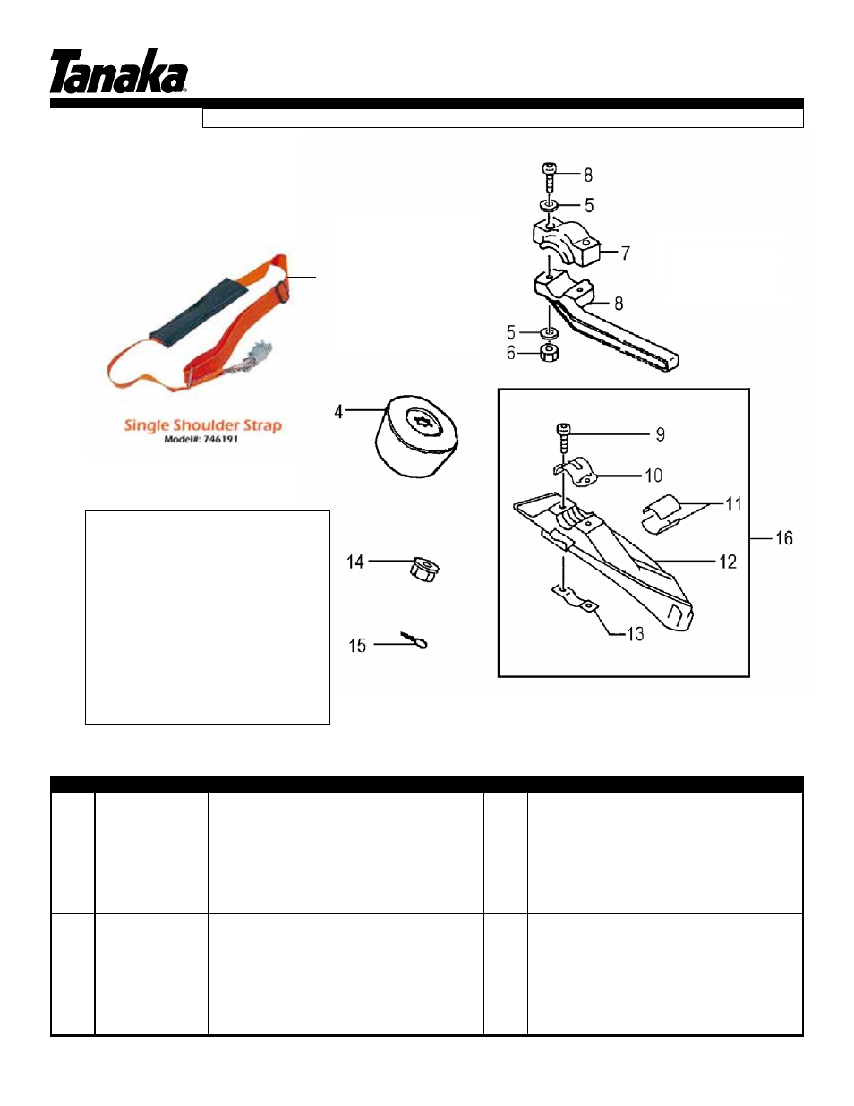 Optional blade kit #748503, Parts information | Tanaka TBC-245PF User Manual | Page 18 / 18