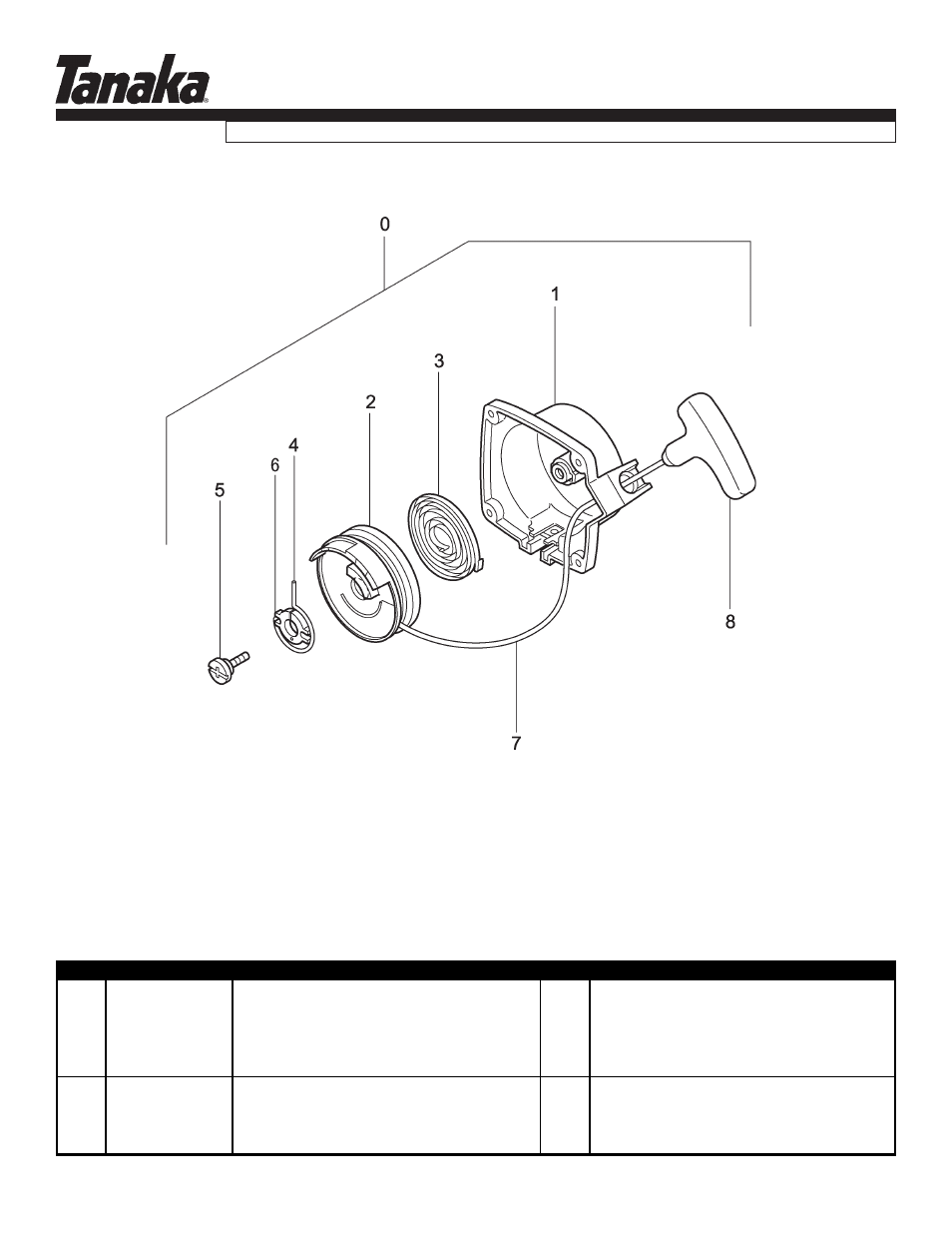 Starter, Parts information, Tbc-245pf | Tanaka TBC-245PF User Manual | Page 8 / 18