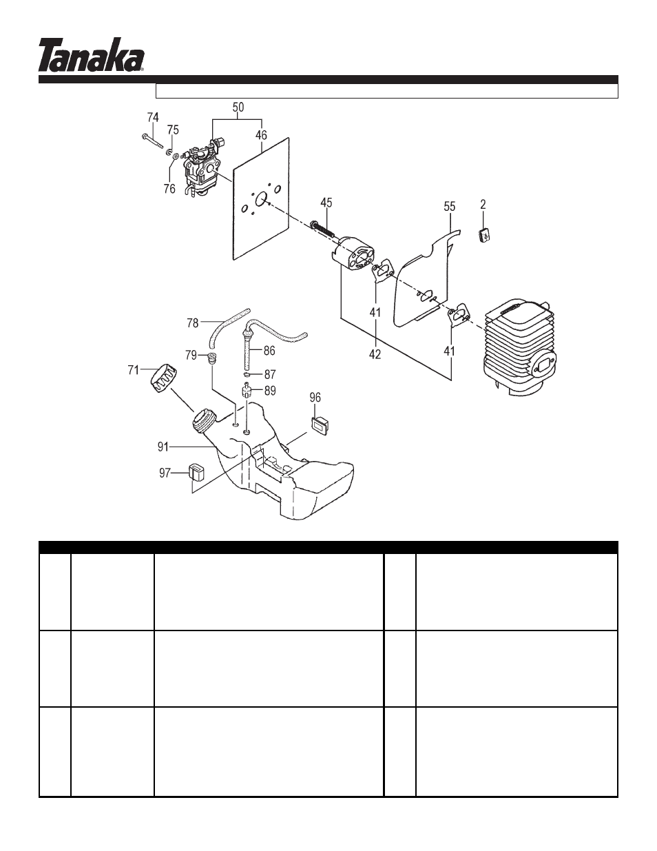 Fuel system, Tph-2501, Parts information | Page 3 | Tanaka TPH-2501 User Manual | Page 4 / 18