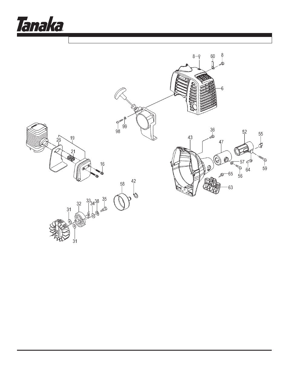 Muffler, cover & clutch, Tph-2501, Parts information | Tanaka TPH-2501 User Manual | Page 5 / 18